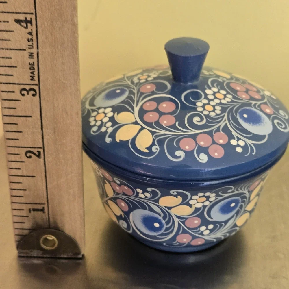 Floral Painted Russian Trinket Box Storage Box With A Lid
